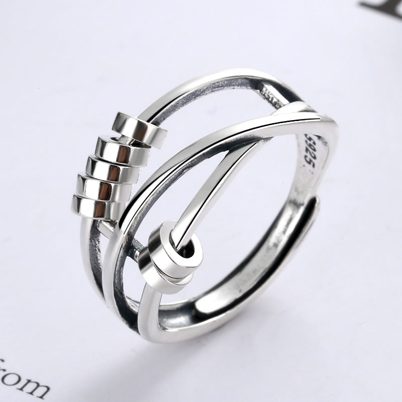 4g 925 Sterling Silver Anxiety Ring Multi Layer Design With Spinning Beads Help You Release Your Stress Match Daily Outfits Perfect Gift For Friends And Family